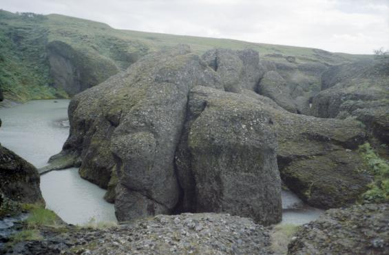 Rocks standing in the Br�arhl�� river narrows